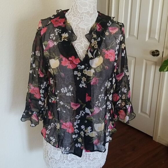 Tess Floral Silk Blouse - Picture 1 of 6